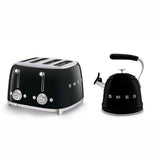 Superdrug Smeg WKF01 Whistling Stovetop Kettle and TSF03 4-Slice Toaster in Black- Buy online at McGrocer