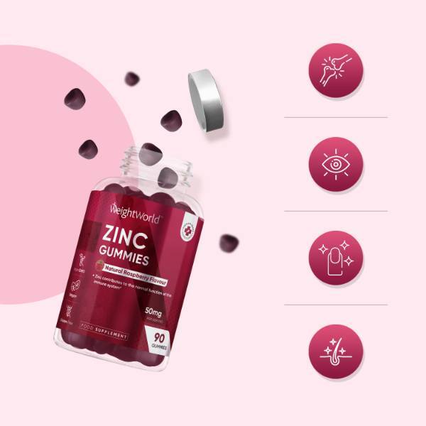 WeightWorld zinc gummies 50mg 90 count (British brand)