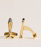 Tateossian gold-plated sterling silver Feng Shui fish cufflinks, UK version