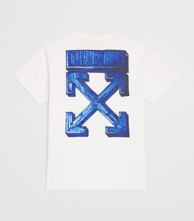 Off-White Kids Cotton Arrows T-Shirt for ages 4-12+ years, imported from the UK