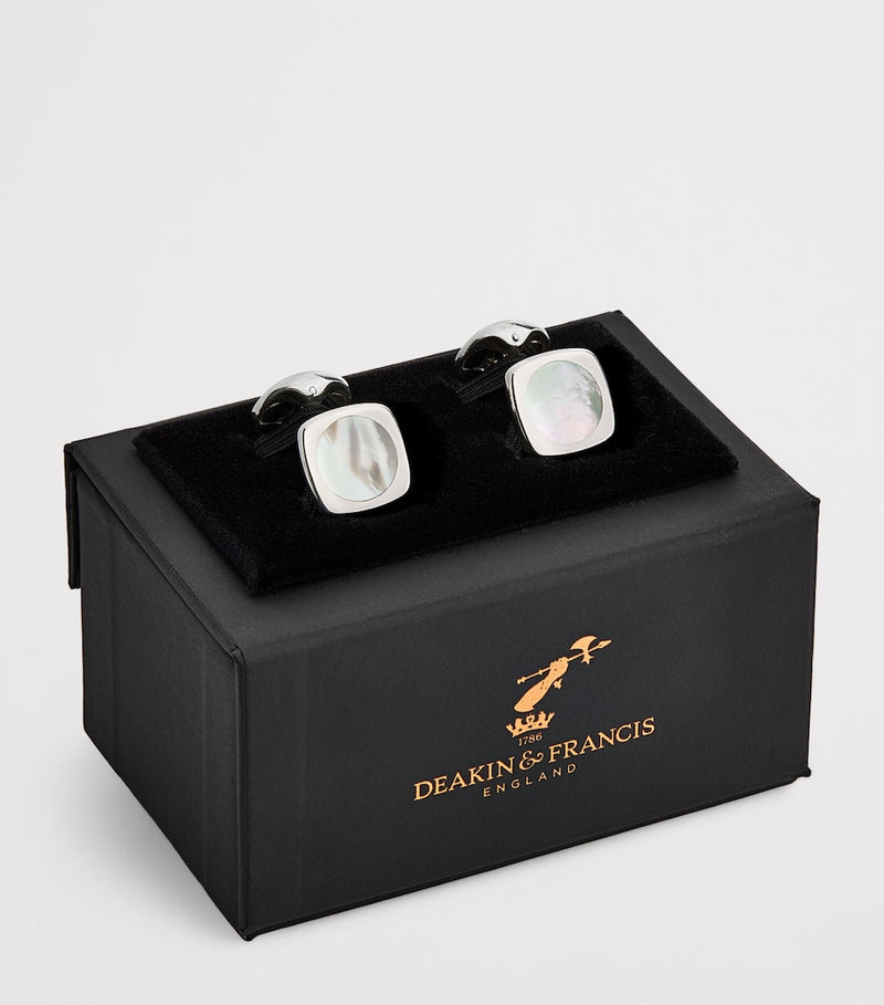 Deakin & Francis sterling silver cufflinks with mother-of-pearl inlay 1.4cm, UK version