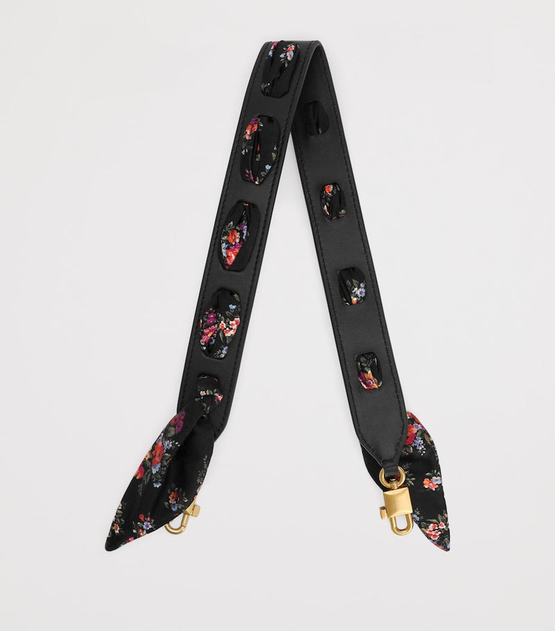 Dolce&Gabbana leather silk floral trim bag strap 57cm, UK version