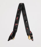 Dolce&Gabbana leather silk floral trim bag strap 57cm, UK version
