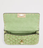 Valentino Garavani Rockstud Spike suede shoulder bag small, imported from the UK