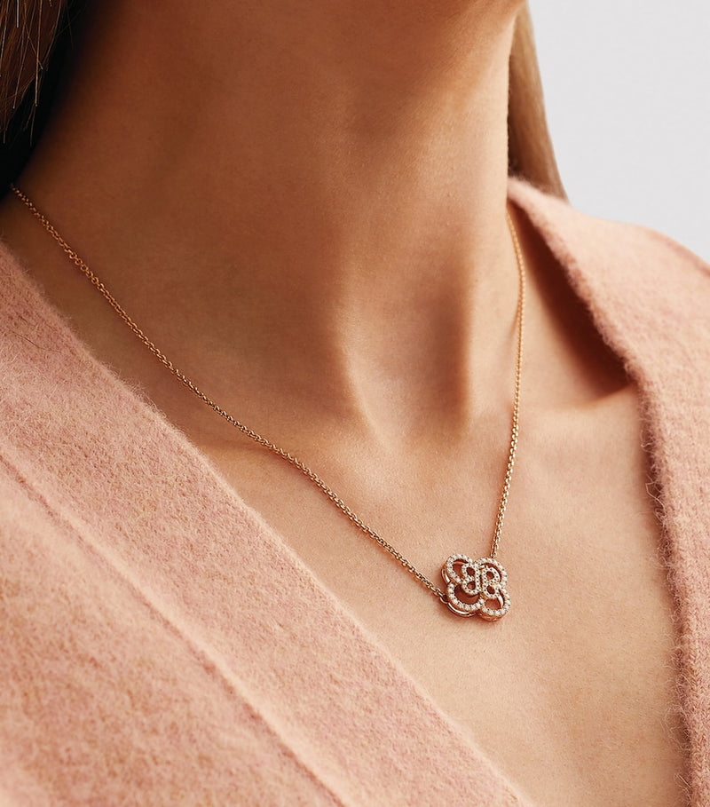 Boodles double motif rose gold diamond necklace - British product