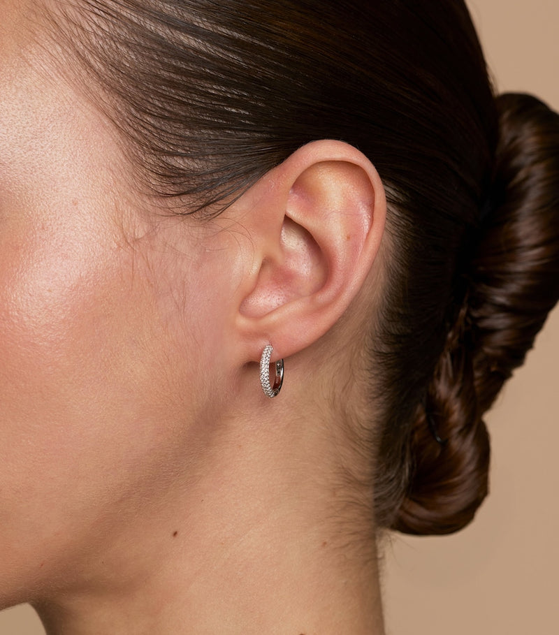 Astrid & Miyu small hoop earrings rhodium-plated cubic zirconia - British product