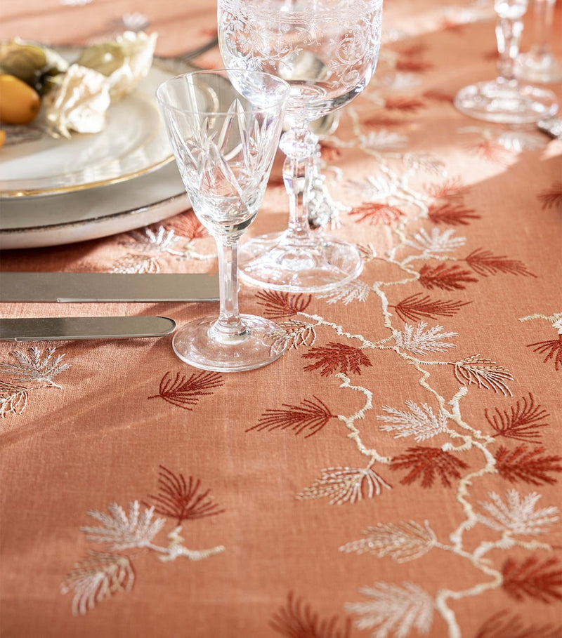 Alexandre Turpault linen embroidered tablecloth with vine and leaf pattern 170cm x 320cm - British product