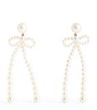 Sophie Bille Brahe bow rosette earrings freshwater pearl 14kt gold - British product