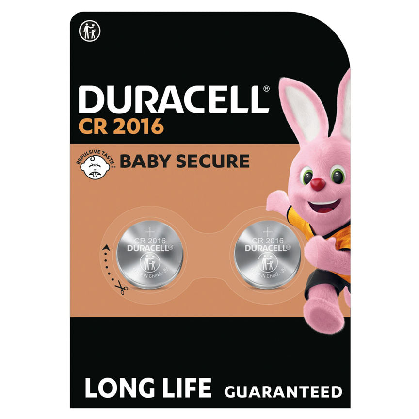 Duracell Specialty 2016 Lithium Coin Battery 3V, pack of 2 (DL2016/CR2016) - McGrocer