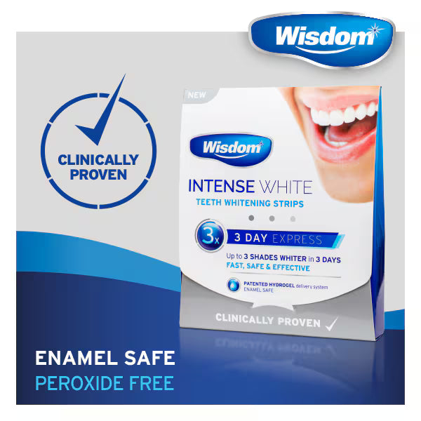 Wisdom Intense White teeth whitening strips 3 day treatment (British brand)