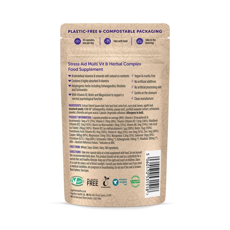 Together Health Stress Aid supplement 30 capsules, imported from the UK