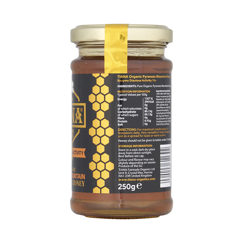 Tiana Organic Pyrenees Mountain Honey 250g (British brand)