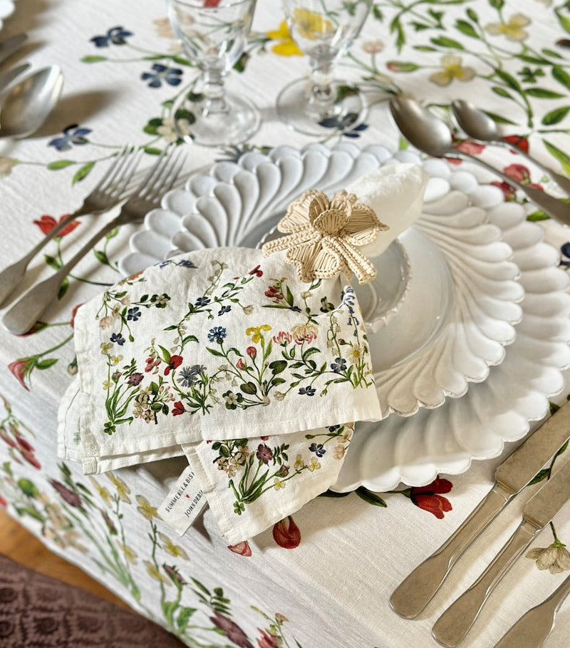 Summerill & Bishop linen botanical wildflower napkin 50cm x 50cm (British brand)