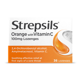 Holland & Barrett Strepsils Orange with Vitamin C 100mg Lozenges 36 Lozenges- Buy online at McGrocer