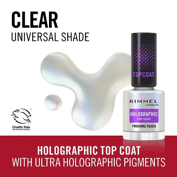 Rimmel Nail Effects Top Coat Holographic 12ml, imported from the UK