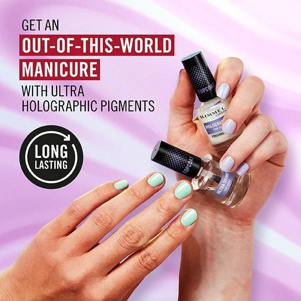 Rimmel Nail Effects Top Coat Holographic 12ml, imported from the UK