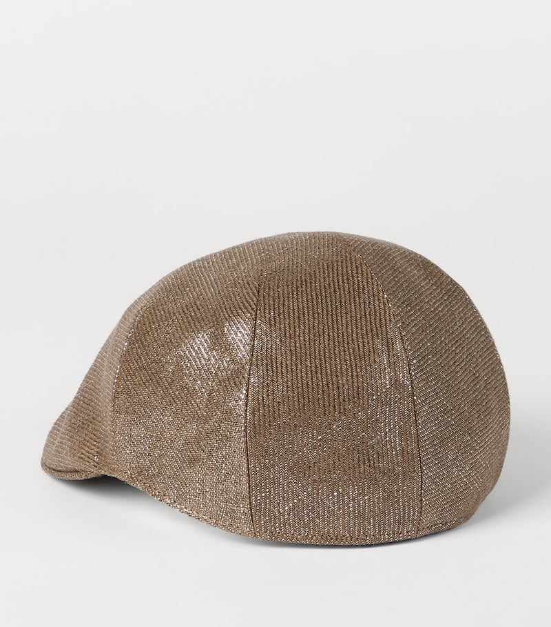 Brunello Cucinelli linen chevron flat cap (British brand)