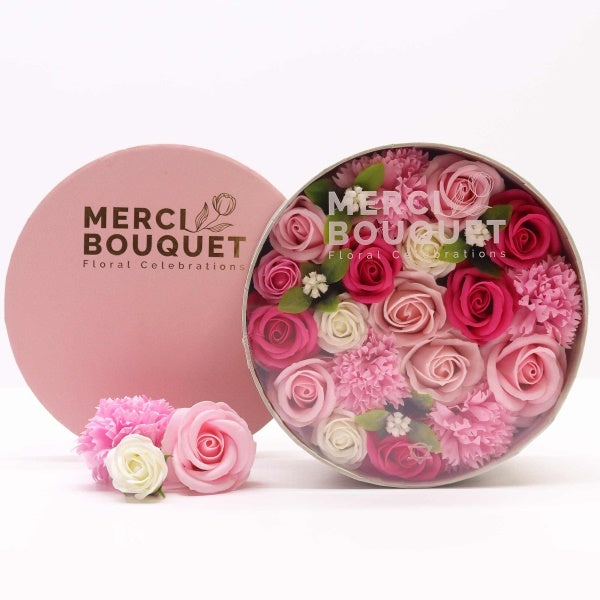 Merci Boutique soap bouquet Pink Paradise Round, imported from the UK