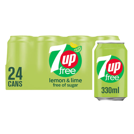 7UP Zero Sugar Free Lemon & Lime Cans 24x330ml