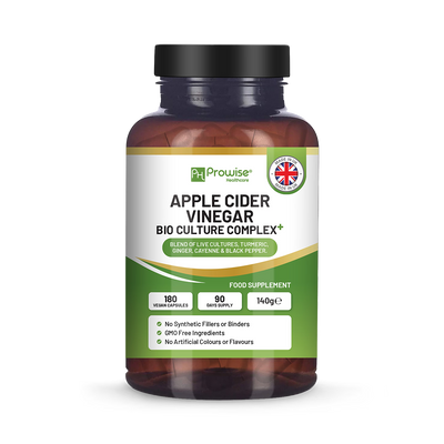 Holland & Barrett Prowise Healthcare Apple Cider Vinegar with Bio Cultures Complex 1300mg 180 capsules- Buy online at McGrocer