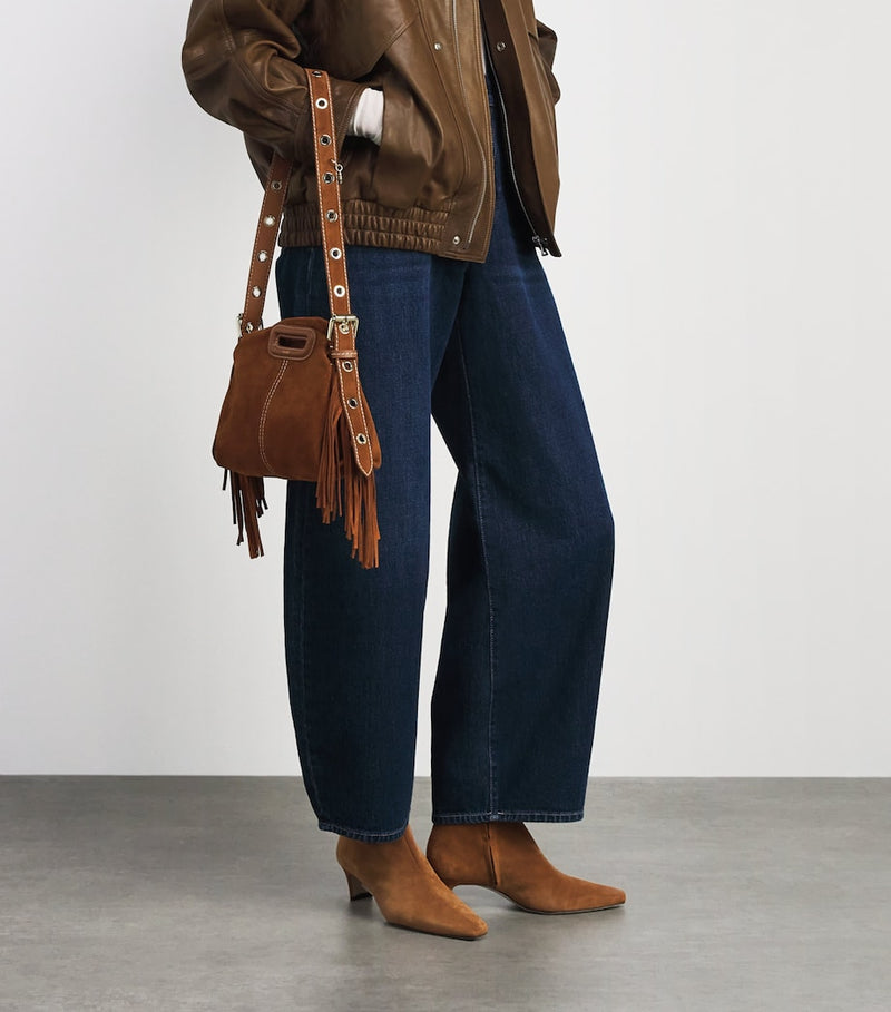 Maje mini suede Miss M shoulder bag, UK version