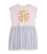 Printed T-Shirt Dress with Tulle Skirt for Ages 2-12 Years