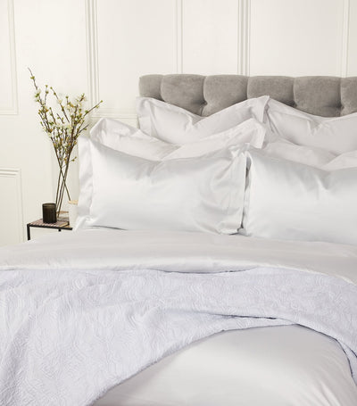 Harrods King Size Duvet Cover in Egyptian Cotton Sateen with Embroidered Trims, 230cm x 220cm- Buy online at McGrocer