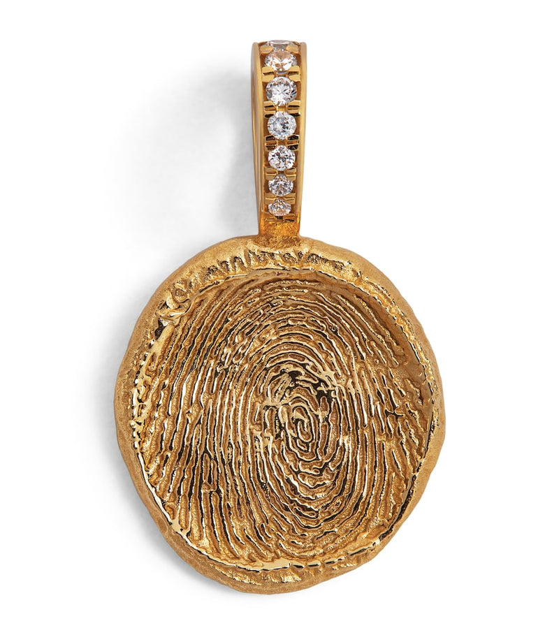 Azlee yellow gold diamond fingerprint charm, UK version
