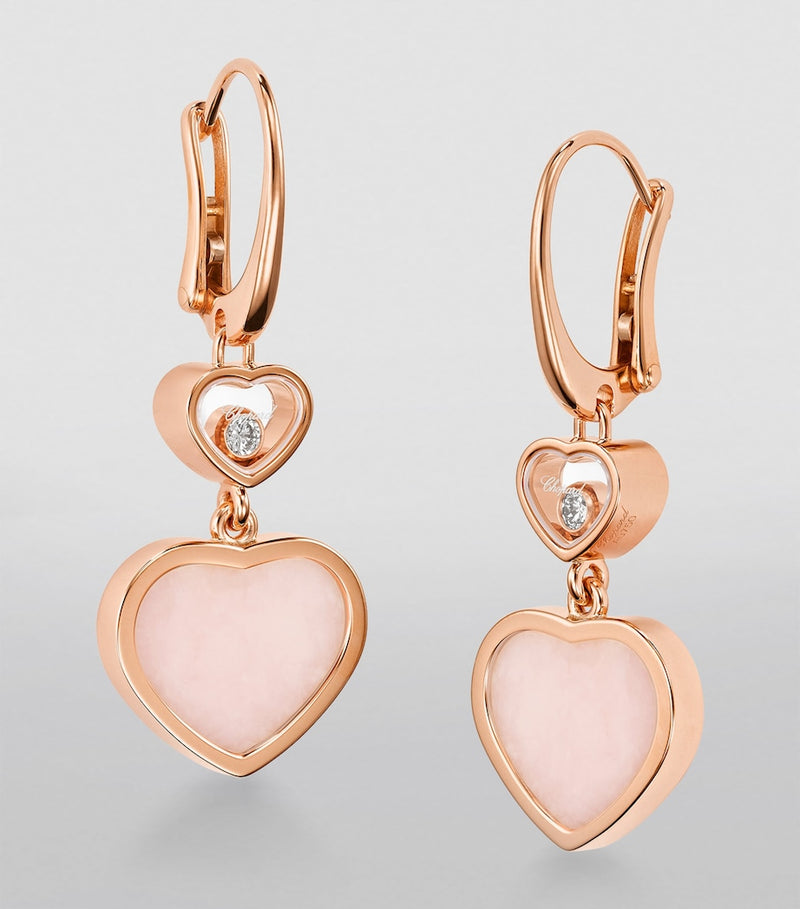 Chopard Happy Hearts earrings in rose gold opal and diamond, imported from the UK