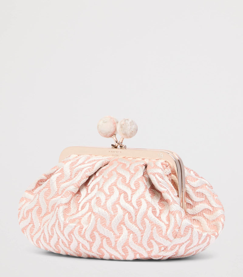 Weekend Max Mara Pasticcino woven jacquard clutch bag, imported from the UK