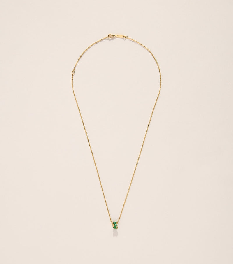 Suzanne Kalan yellow gold emerald pendant necklace adjustable chain, imported from the UK
