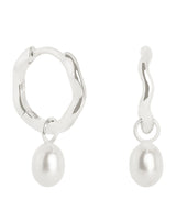 Harrods Astrid & Miyu White Gold and Pearl Wave Huggie Earrings- Buy online at McGrocer