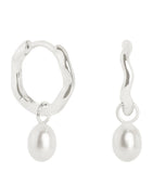 Astrid & Miyu white gold pearl huggie earrings 11.2mm, UK version