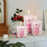 Livingandhome 3pcs Rose Scented Cylindrical Candle Set