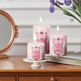 Livingandhome 3pcs Rose Scented Cylindrical Candle Set