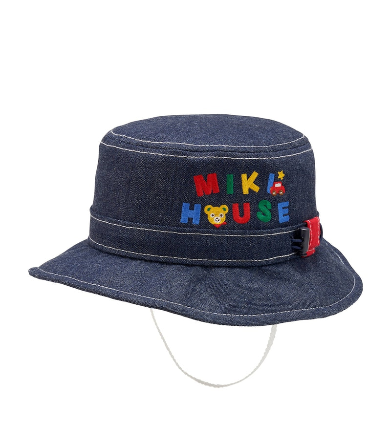 Miki House cotton sun hat with detachable neck cover, imported from the UK