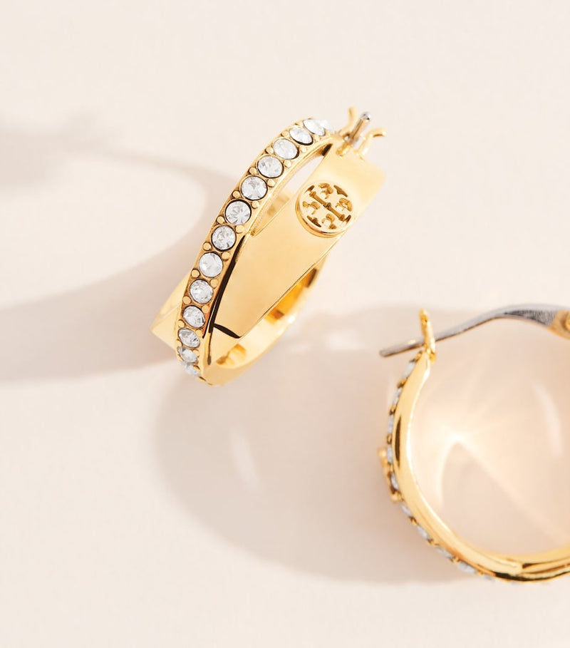 Tory Burch double hoop earrings gold-tone stainless steel, UK version