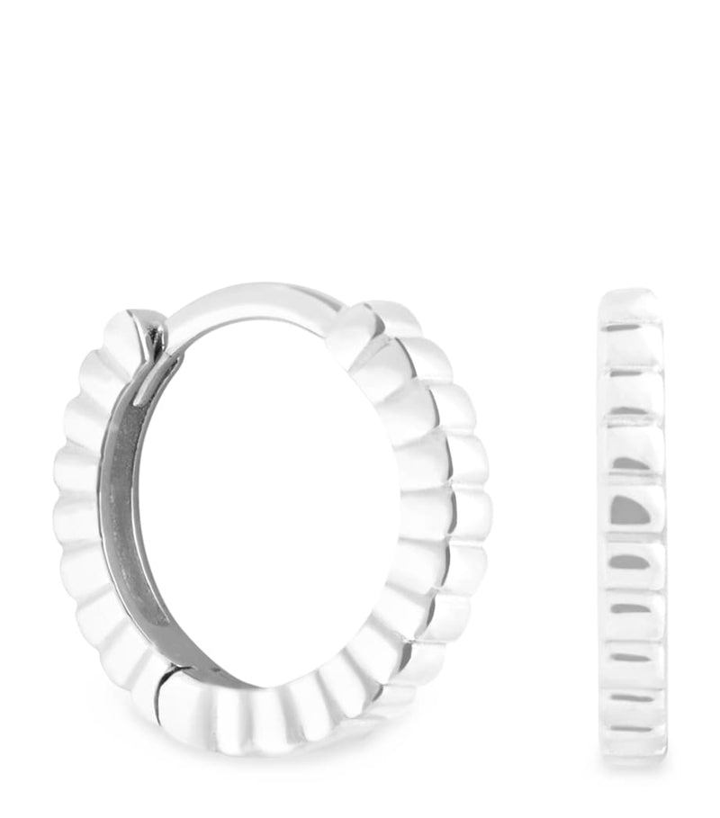 Astrid & Miyu white gold ridged huggie hoop earrings, UK version