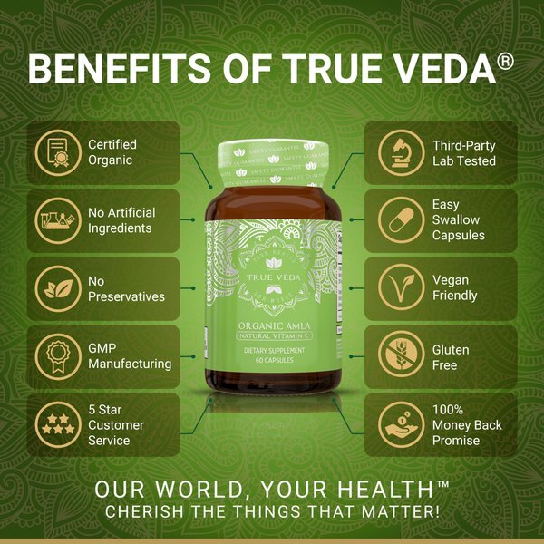 True Veda organic amla supplement 60 capsules, UK version