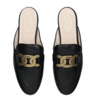 Tod's leather slippers with signature chain detail (British brand)