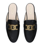 Tod's leather slippers with signature chain detail (British brand)