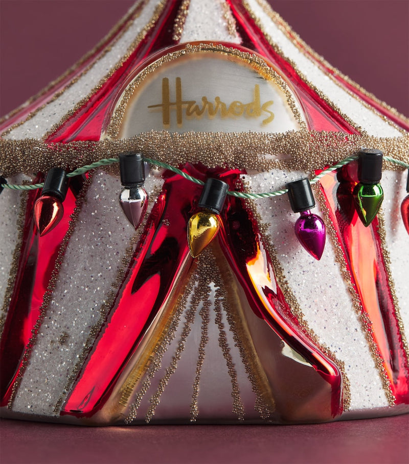 Harrods Big Top tree decoration with multicoloured festive lights, imported from the UK