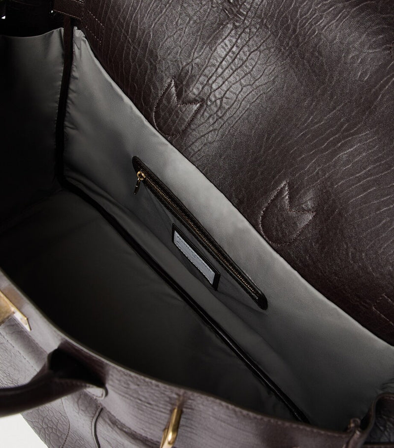 Brunello Cucinelli leather travel bag with grained calfskin, 50x58x25cm - British product