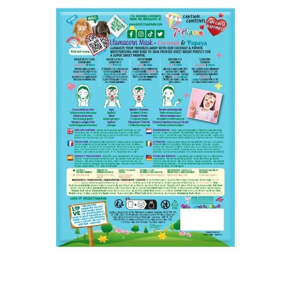 7th Heaven Llamacorn Face Mask Coconut Papaya - British product