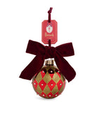 Glittery Resin Christmas Decoration with Velvet Ribbon 14cm x 6cm