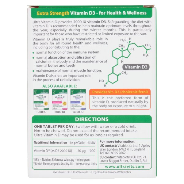 Vitabiotics Ultra D3 2000 Iu 96 Tablets GOODS Superdrug