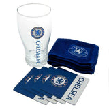 Superdrug Chelsea FC Wordmark Bar Set Pint Glass Beer Mat Towel- Buy online at McGrocer
