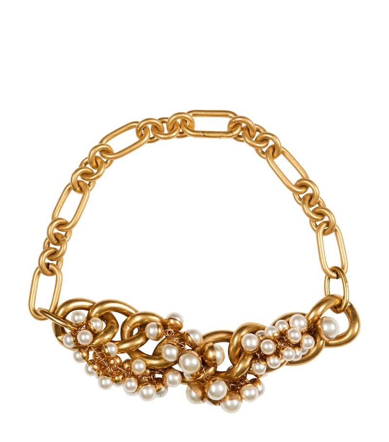 Balmain Sync necklace with chains and glass pearls, UK version