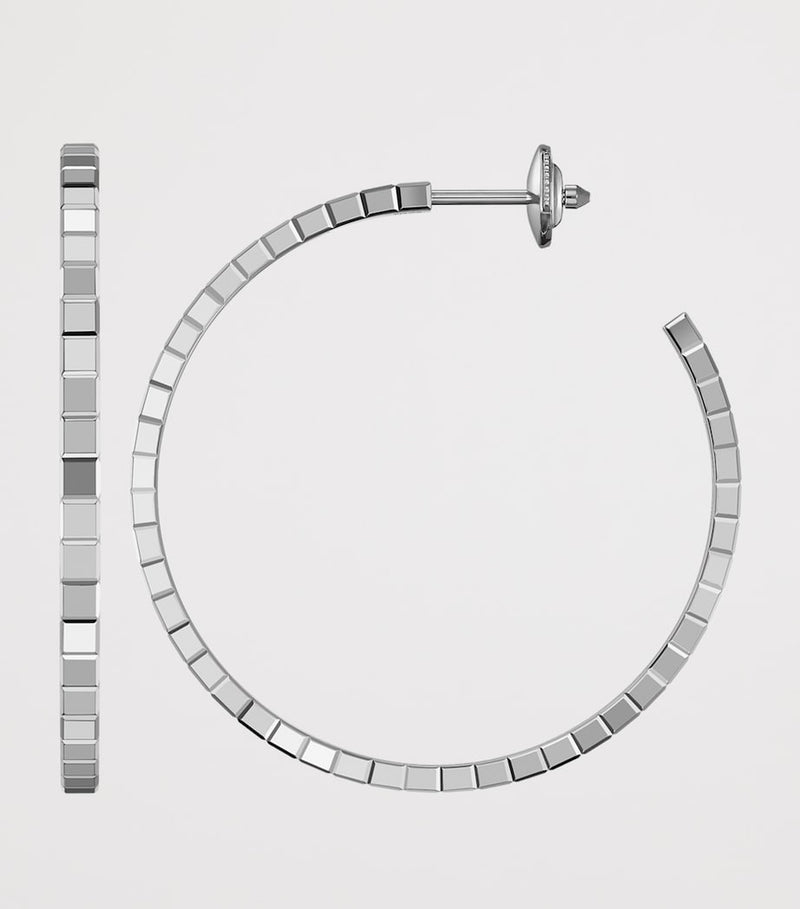 Chopard Ice Cube hoop earrings in white gold, imported from the UK