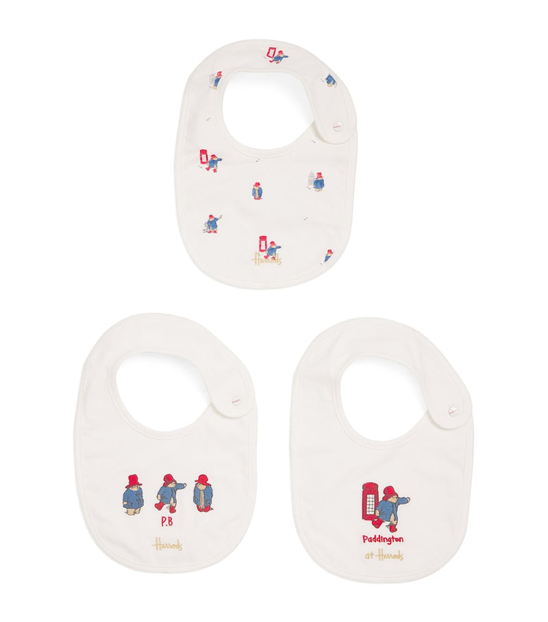 Harrods embroidered Paddington baby bibs set of 3, imported from the UK